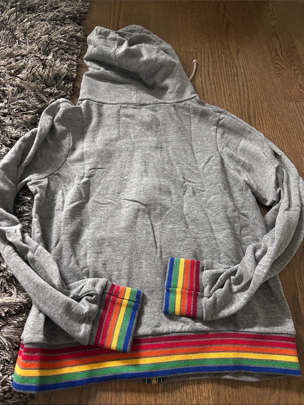 Aviator Nation Gray Zip Hoodie with Rainbow Hem - Picture 4 of 4